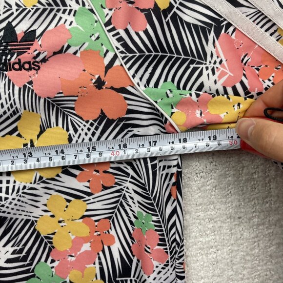 Adidas Track Jacket Girl's Sz L Tropical Floral Palm tree AOP Zip Up Running - Picture 8 of 14